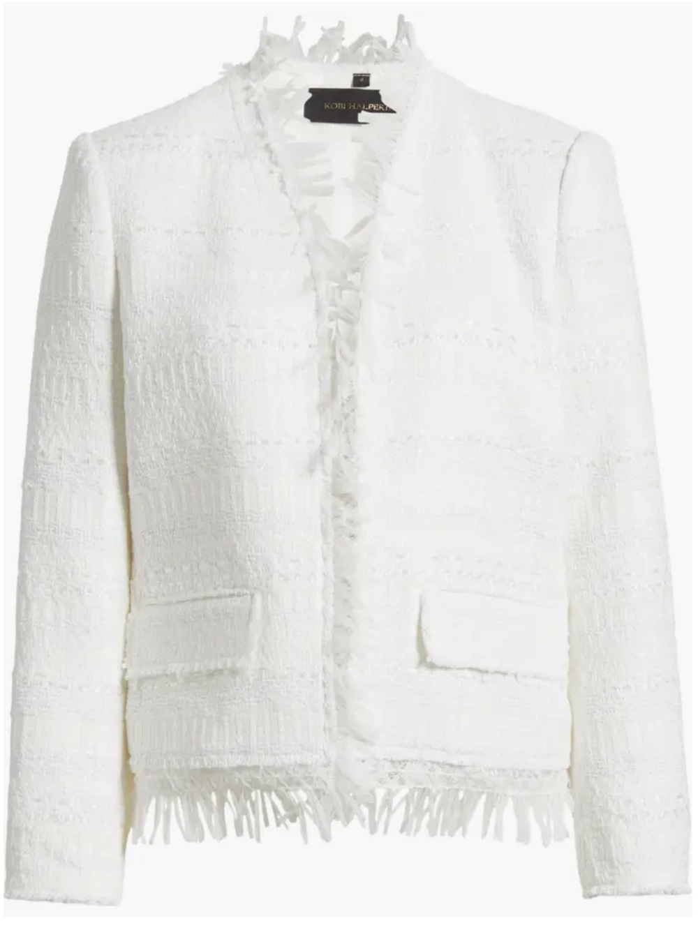 Kobi Halperin White Fringed Bouclé Blazer